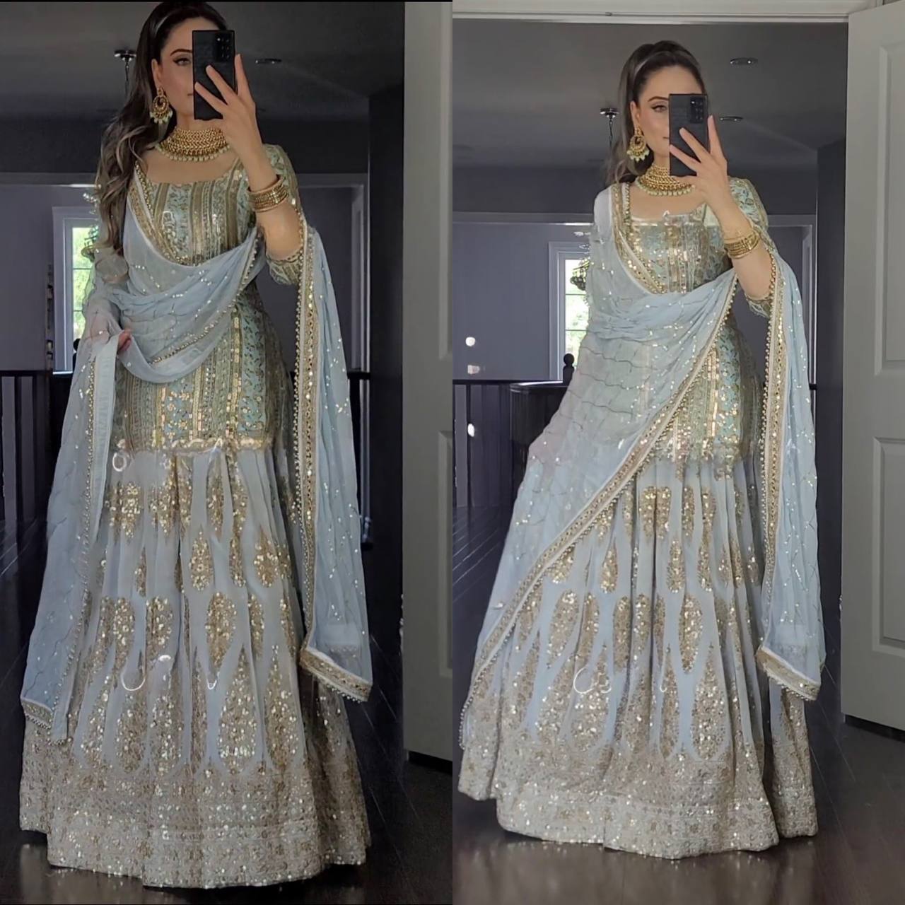 The Sovereign Lavender Shimmer Heritage Lehenga